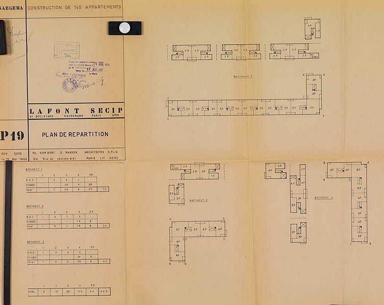 Plan de répartition des logements, 14 mai 1963. (AM Massy, 7 T 71)
