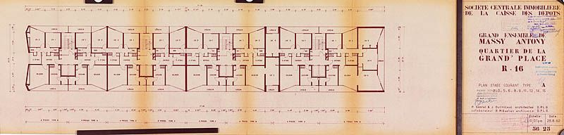 Plan d'étage courant, 28 août 1962. (AM Massy, 7 T 199)
