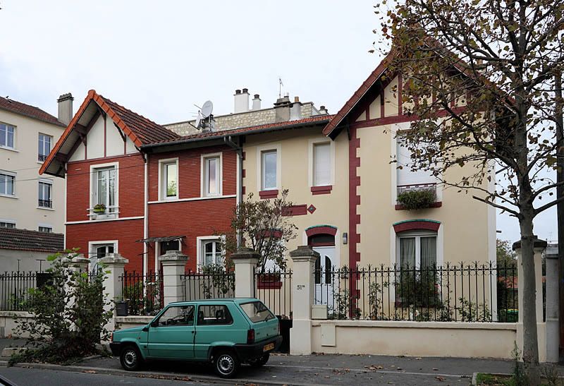 Alfortville, maison jumelée, 51 bis, 51ter rue du Général Leclerc. Vue générale.