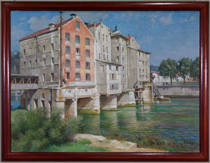 Tableau d'Alfred Renaudin représentant les Moulins de l'Echelle, offert en 1900 au Musée de Meaux. (Musée Bossuet, Meaux)