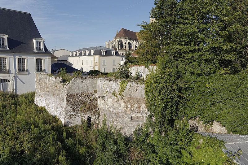 Vue panoramique, prise depuis un ballon captif : la tour et la terrasse dans le jardin du 20 rue Tronchon.
