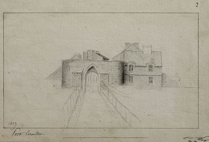 Dessin de la porte Cornillon par Alexis Petit, 1819. Dessin, 19e siècle. (Médiathèque Luxembourg, Meaux. Fonds Endrès )