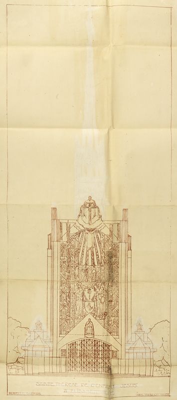 Façade principale de l'église. Tirage, vers 1929. (AM Aubergenville).