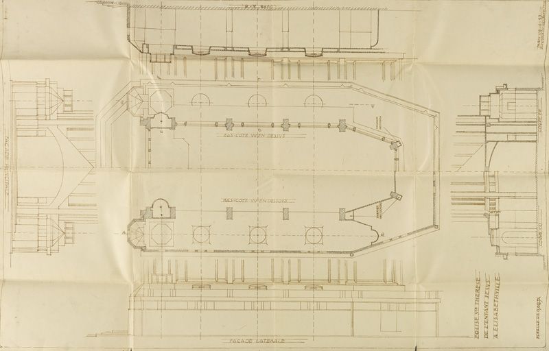 Plan masse de l'église. Tirage, vers 1929. (AM Aubergenville).