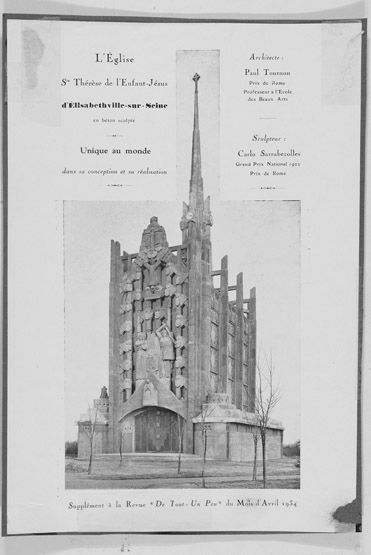 Vue d'ensemble de l'église. Extrait de la revue ""De Tout - Un Peu"" du mois d'avril 1934. (IFA, Paris).