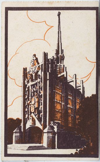 Affiche sur l'église. Tirage, vers 1929. (Collection particulière).