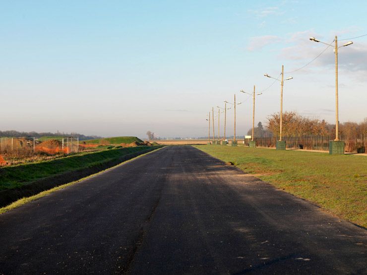 Palaiseau, avenue de la Vauve. Allée principale du chantier du campus EDF.