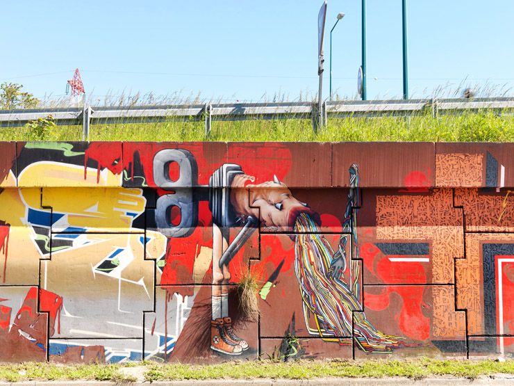 Massy, rue Ampère. Détail de la fresque "SupréMassy" réalisée par la Crew Da Mental Vaporz.
