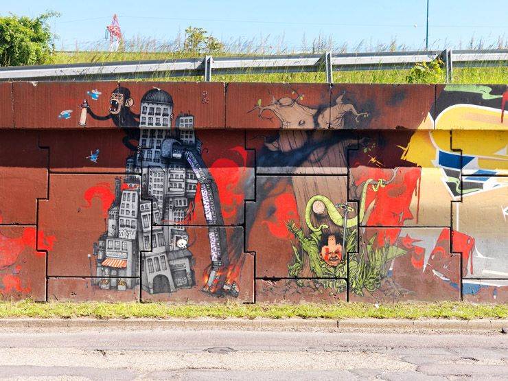 Massy, rue Ampère. Détail de la fresque "SupréMassy" réalisée par la Crew Da Mental Vaporz.