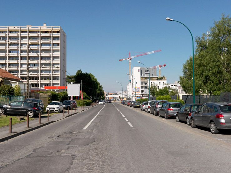 Massy, quartier Atlantis. Vue du quartier depuis l'avenue de Paris.
