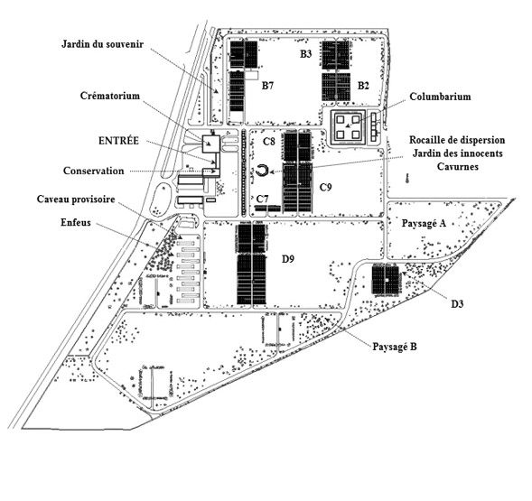 Plan actuel du cimetière. ; Plan actuel du cimetière.