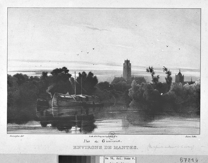 Gassicourt et la Seine. (BNF. Topo Va 78, fol. tome V. B 7214). Lithographie.