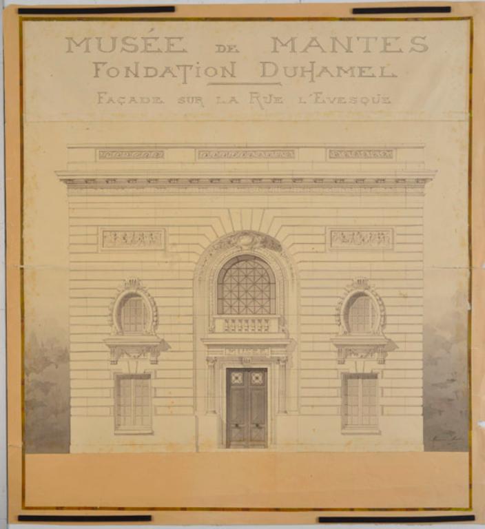 Façade sur rue. Dessin de Maurice Nalet. (AM Mantes-la-Jolie, 5M28)