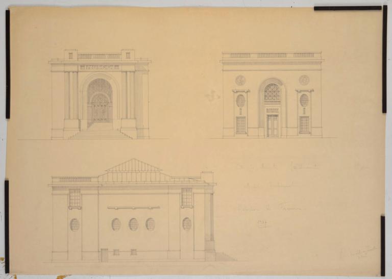 Projet de restauration des façades en 1937. Dessin de Raymond Marabout. (AM Mantes-la-Jolie, 5M28)