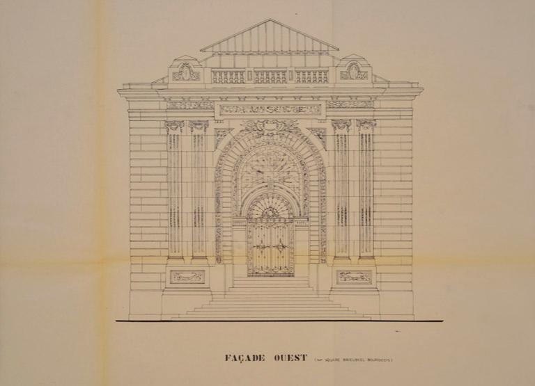 Relevé de la façade principale. Projet de restauration en 1981. Tirage. (AM Mantes-la-Jolie 53 W 123)