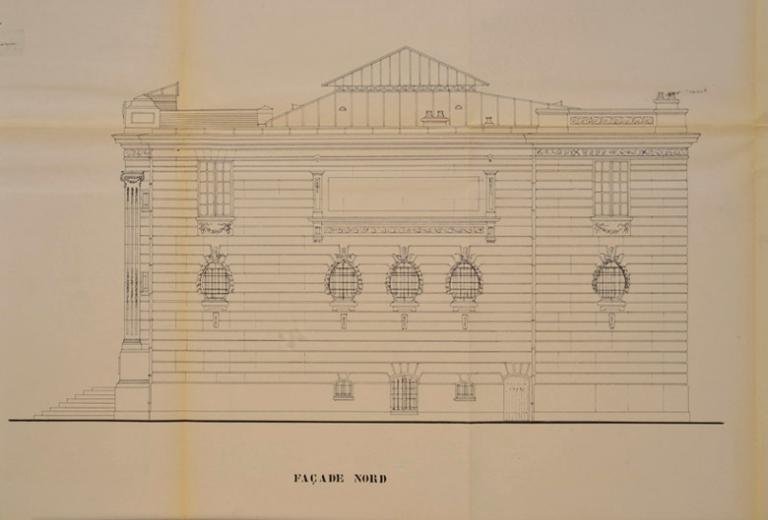 Relevé de la façade nord. Projet de restauration en 1981. Tirage. (AM Mantes-la-Jolie 53 W 123)