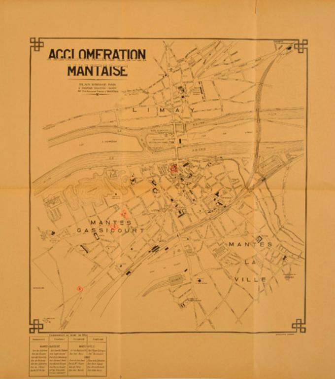Plan de l'agglomération mantaise vers 1930. (AM Mantes-la-Jolie 1 O 6).