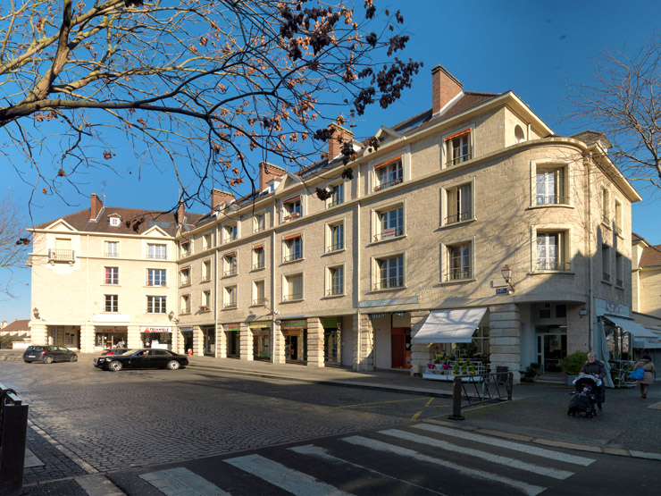 Vue des immeubles entre la rue Goust et l'escalier central.