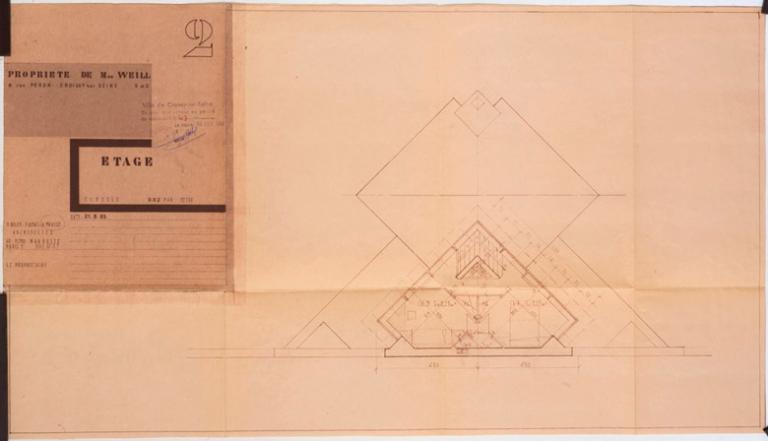 PLan de l'étage de la Maison Weill extrait du permis de construire. 