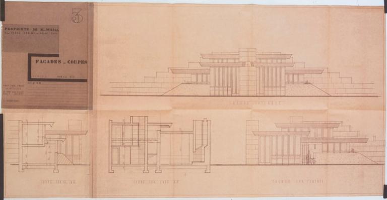 Plan en coupe des façades extrait du permis de construire. 