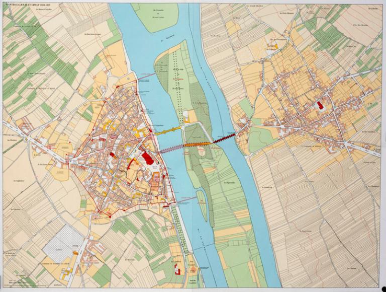 Plan historique de la ville. (Lucien Besson. Atlas historique des villes de Frances. Mantes-la-Jolie-Limay)