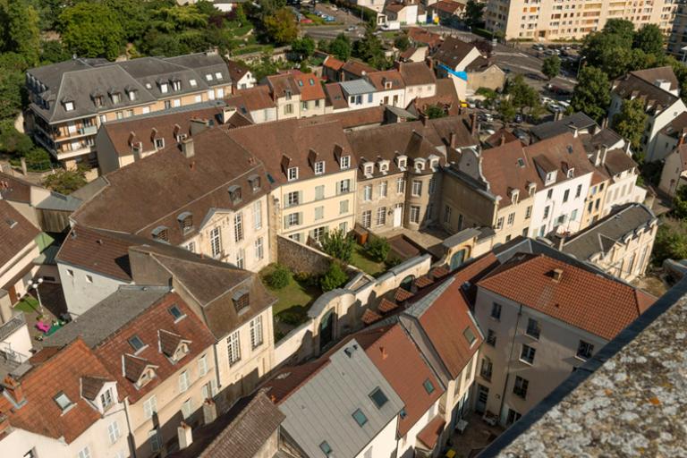 Le quartier des hôtels de la rue Baudin depuis la tour Saint-Maclou.