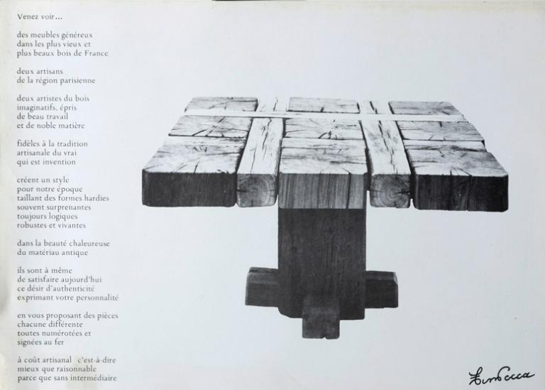 Publicité pour la réalisation de mobilier. 