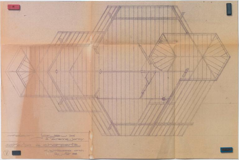 Schéma de charpente de la maison Joyeux. 