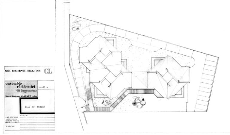 Plan de toiture, extrait du permis de construire. 