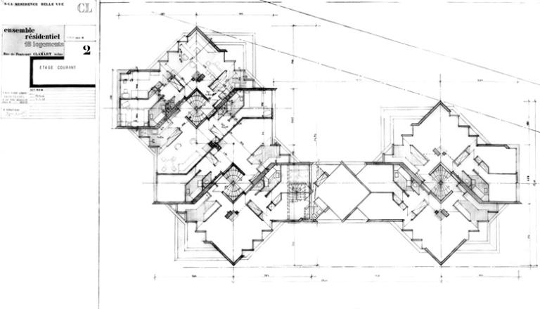 Plan de l'étage courant extrait du permis de construire. 