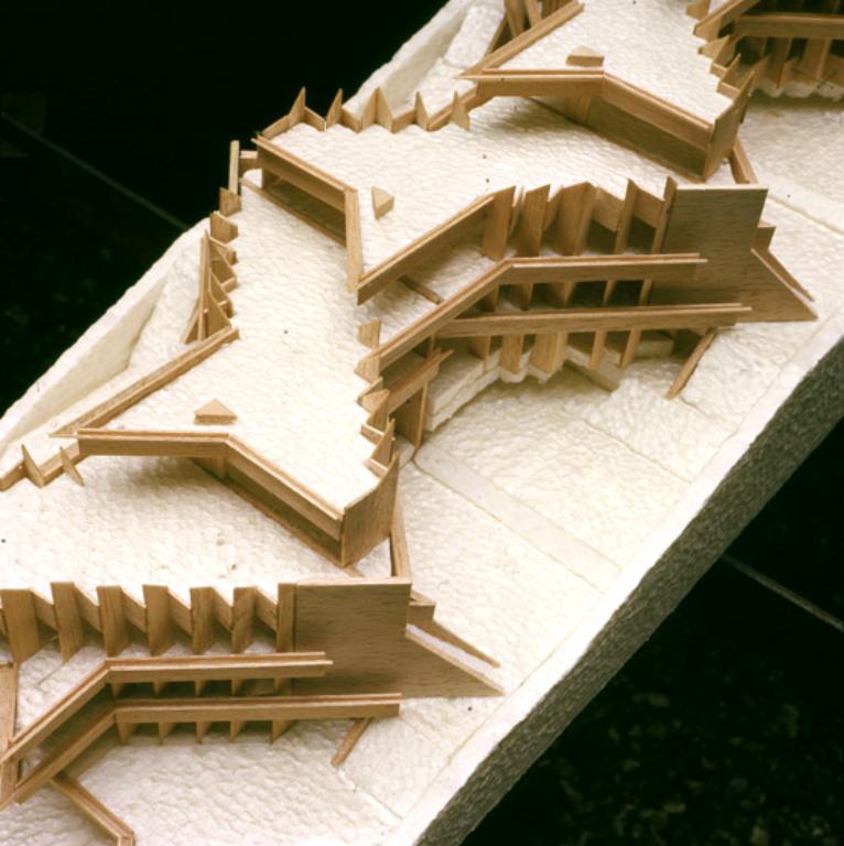 Détail de la maquette de l'immeuble. 