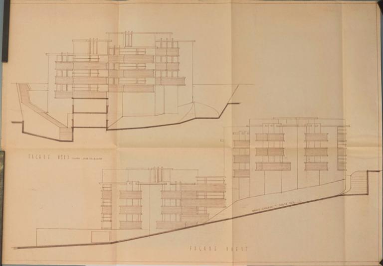Plan des façades Nord et Ouest (extrait du permis de construire).