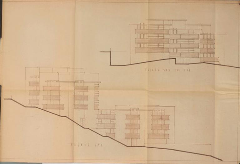 Plan des façades Sud et Est (extrait du permis de construire).