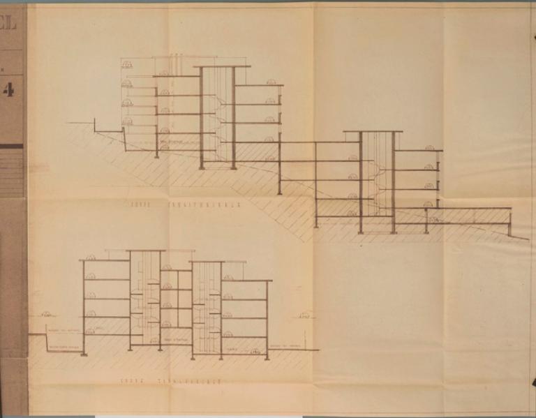 Plan de coupe de l'immeuble (extrait du permis de construire). 