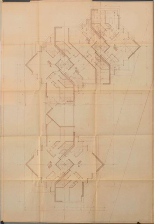 Plan détaillé de l'imbrication des étages (extrait du permis de construire). 