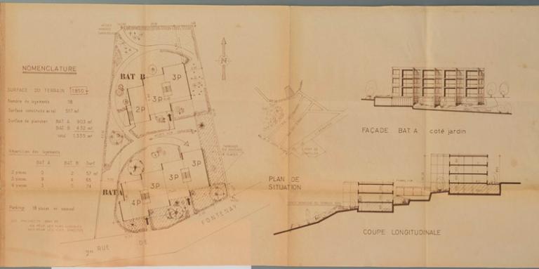 Plan général facade et coupe (extrait du permis de construire). 