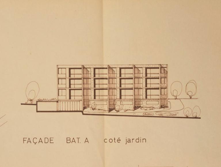 Façade bâtiment A, côté jardin (extrait du permis de construire). 