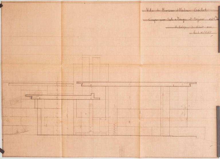 Coupe salle à manger et séjour (extrait du permis de construire). 