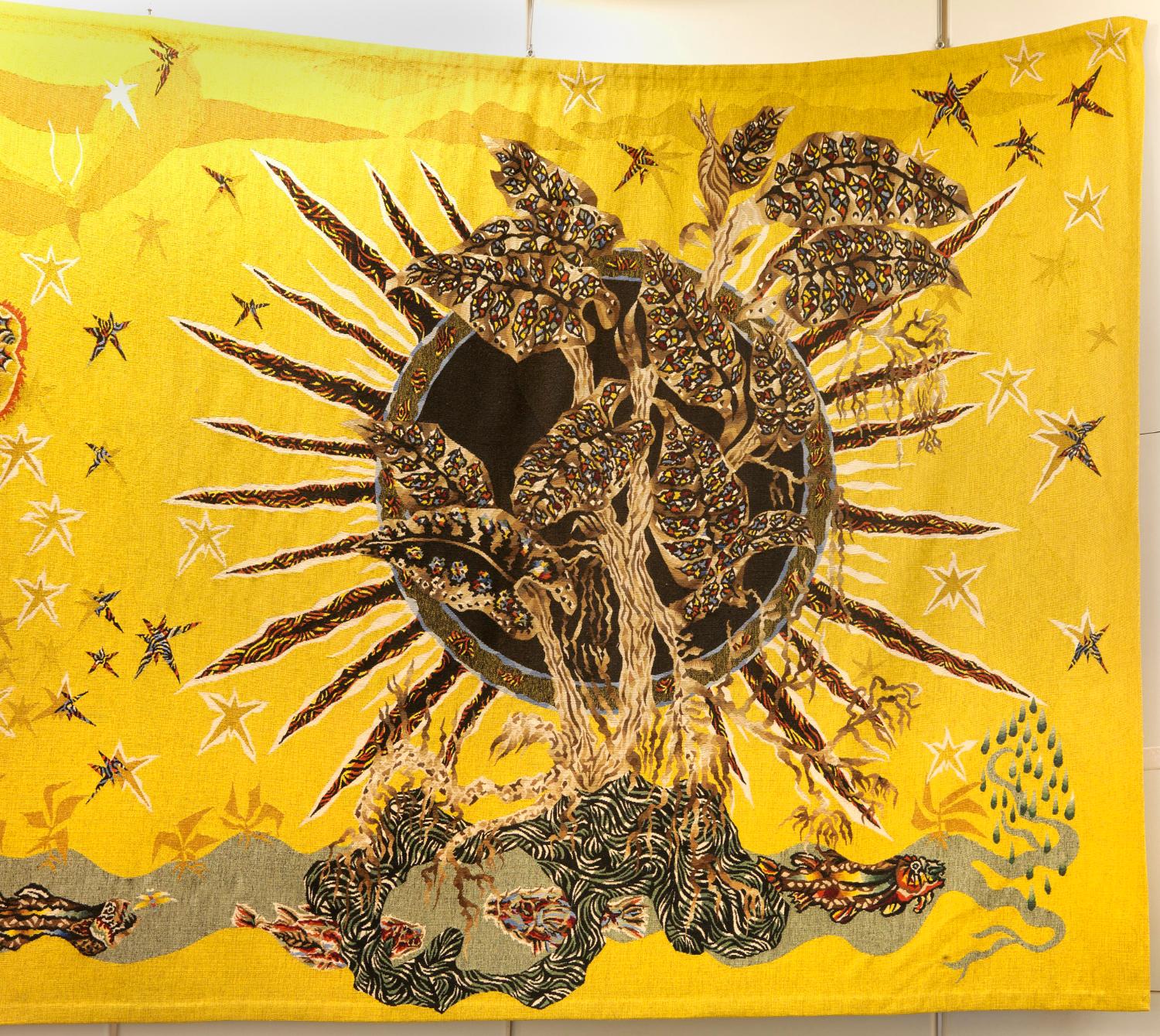 2014, détail de la tapisserie les Trois Soleils.