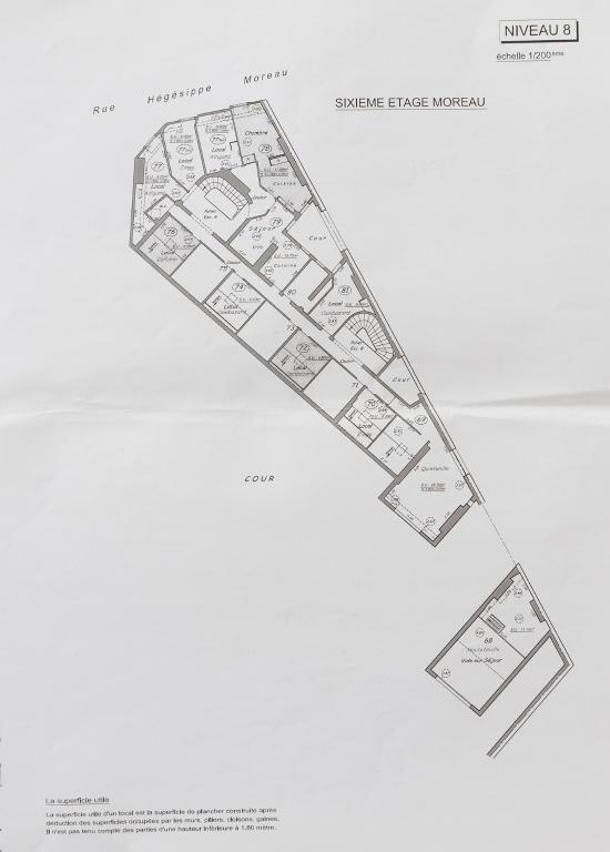 Plan général du niveau 8 (sixième étage côté rue Hégésippe Moreau)