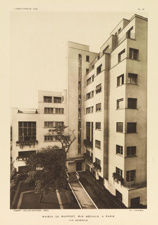 Vue générale de la maison de rapport rue Méchain, reproduite dans L'Architecte, 8e année, n°11, 1930, planche 61