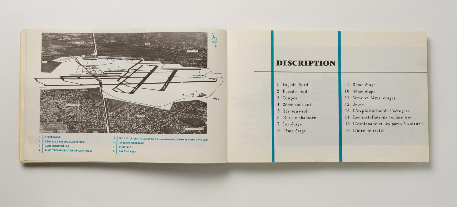 Sommaire, "Installations Terminales Orly", brochure éditée par l'Aéroport de Paris, 1961.