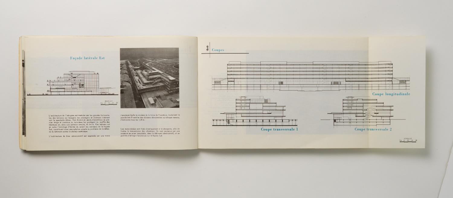Coupes, "Installations Terminales Orly", brochure éditée par l'Aéroport de Paris, 1961.