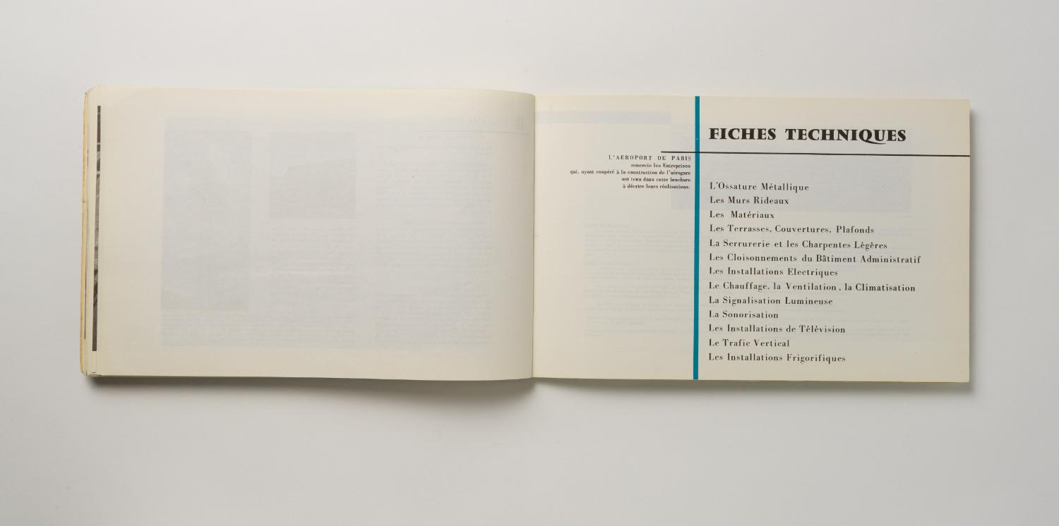 Fiches techniques, "Installations Terminales Orly", brochure éditée par l'Aéroport de Paris, 1961.