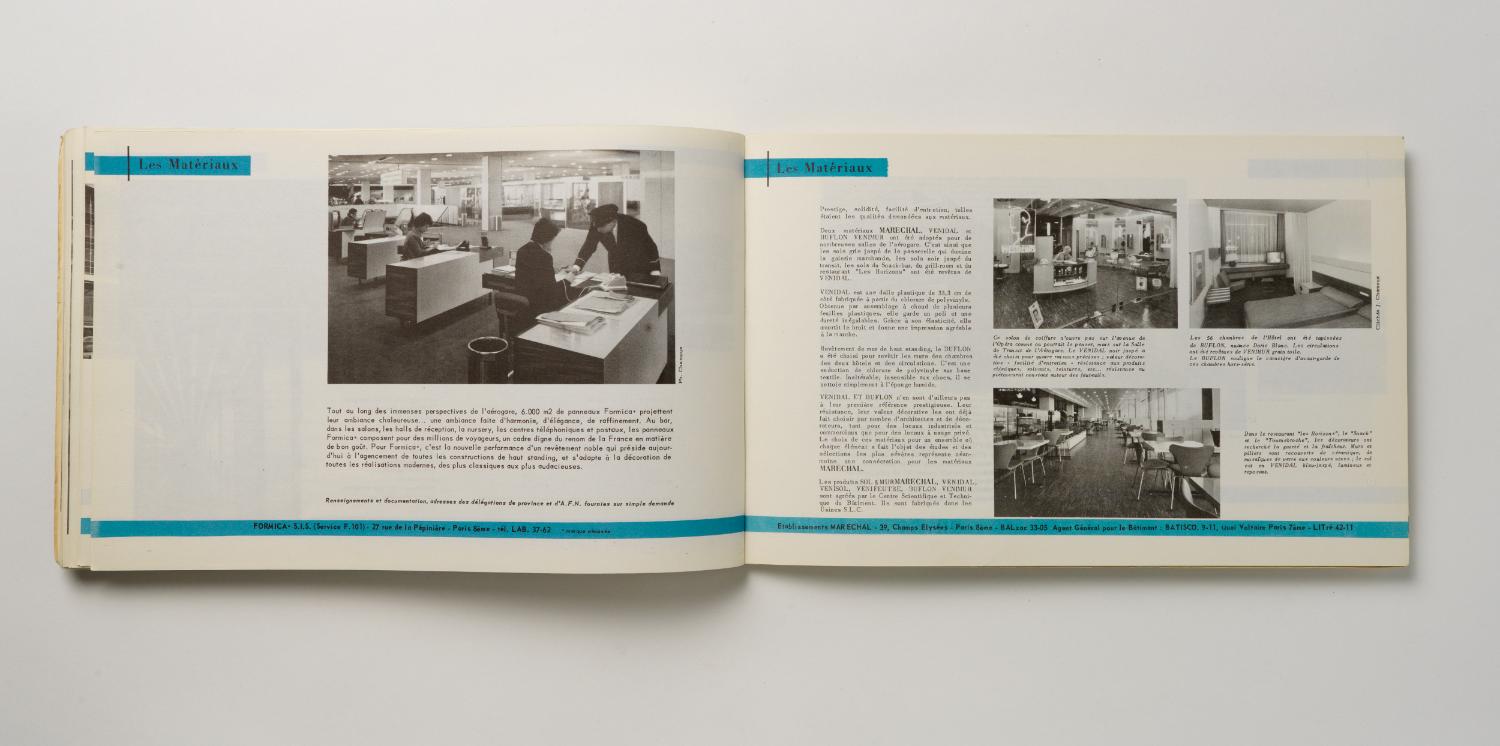 Les matériaux, "Installations Terminales Orly", brochure éditée par l'Aéroport de Paris, 1961.