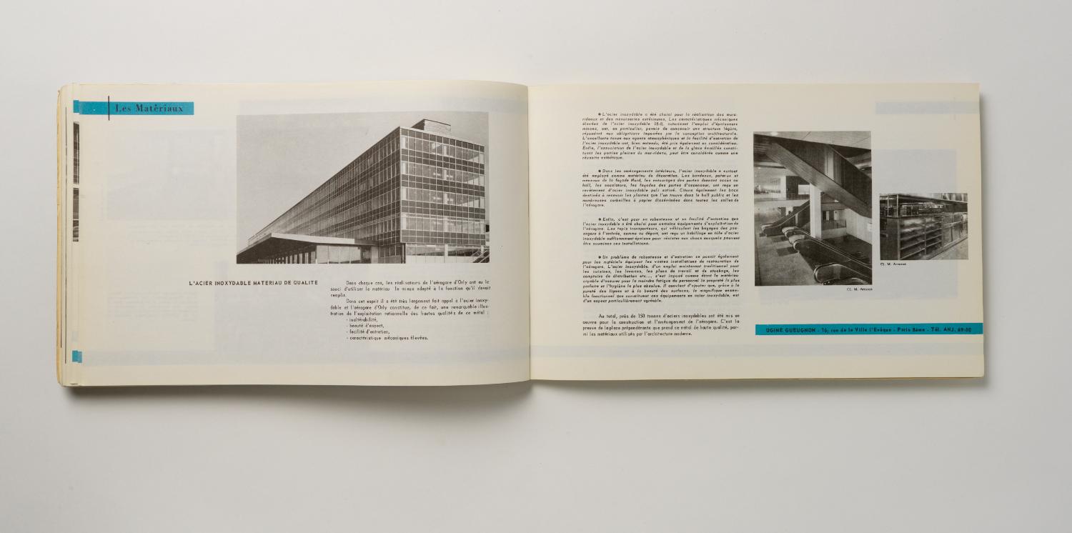 Les matériaux, "Installations Terminales Orly", brochure éditée par l'Aéroport de Paris, 1961.