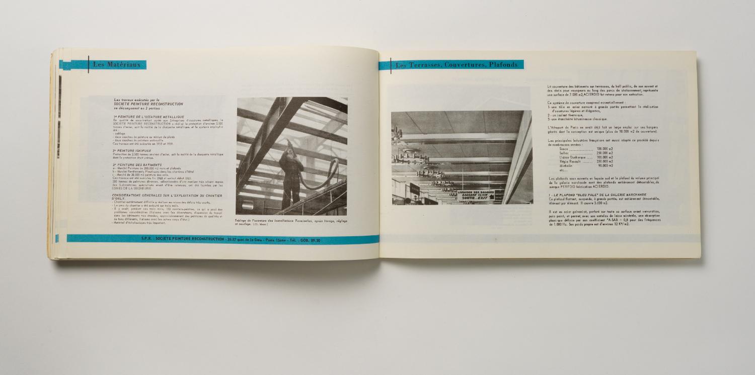 Les matériaux, Les terrasses, couvertures, plafonds, "Installations Terminales Orly", brochure éditée par l'Aéroport de Paris, 1961.