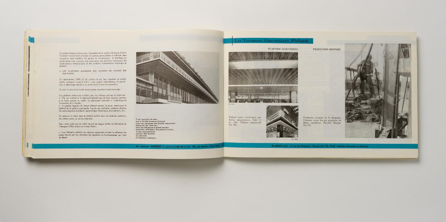 Les terrasses, couvertures, plafonds, "Installations Terminales Orly", brochure éditée par l'Aéroport de Paris, 1961.