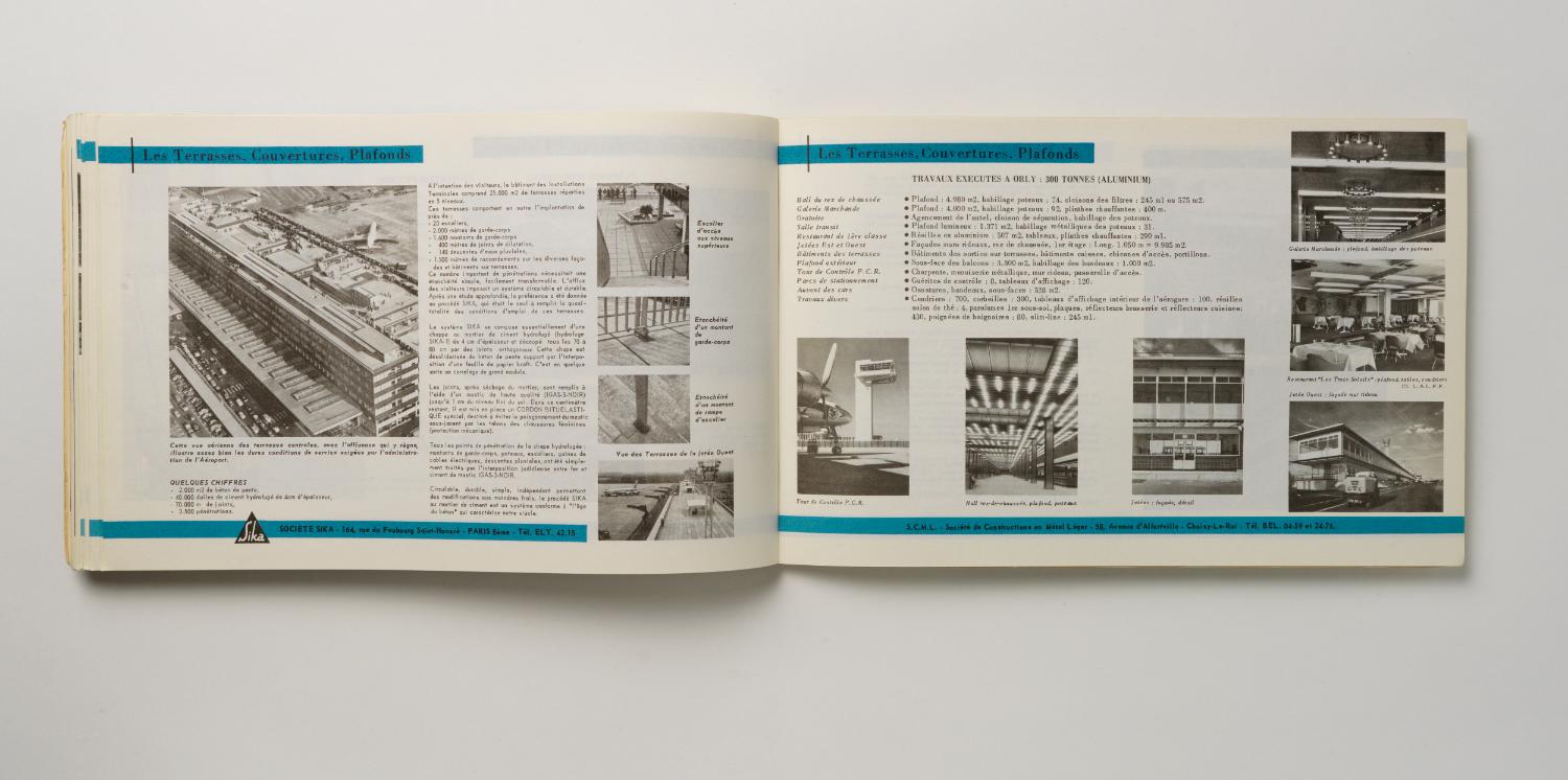 Les terrasses, couvertures, plafonds, "Installations Terminales Orly", brochure éditée par l'Aéroport de Paris, 1961.
