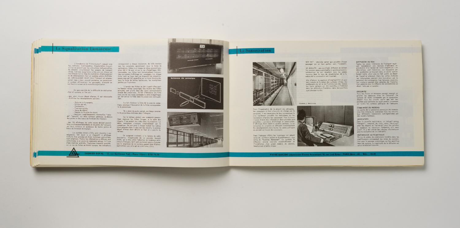 La signalisation lumineuse, la sonorisation, "Installations Terminales Orly", brochure éditée par l'Aéroport de Paris, 1961.
